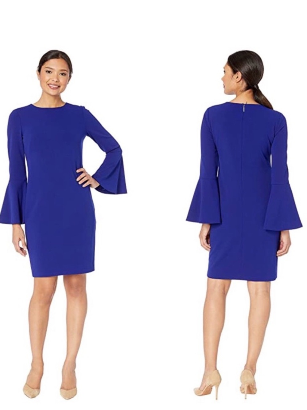 Lauren Ralph Lauren Bell Sleeve Sheath Dress | Royal Blue | Size 10 NWT - Picture 1 of 8